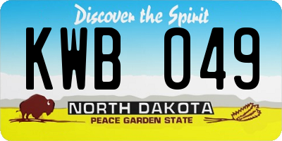 ND license plate KWB049