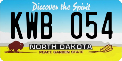 ND license plate KWB054