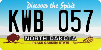 ND license plate KWB057
