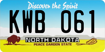 ND license plate KWB061