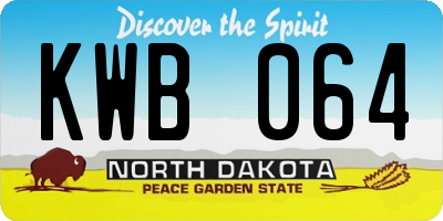 ND license plate KWB064