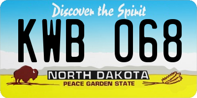ND license plate KWB068