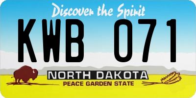 ND license plate KWB071