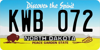 ND license plate KWB072