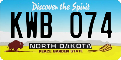 ND license plate KWB074
