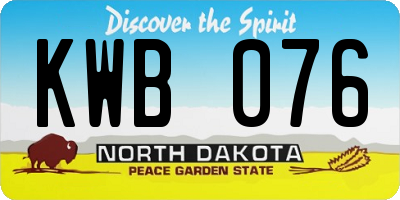 ND license plate KWB076