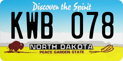 ND license plate KWB078