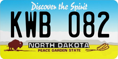 ND license plate KWB082
