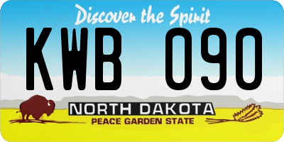 ND license plate KWB090