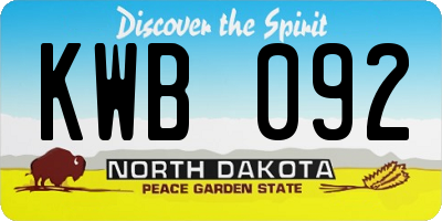 ND license plate KWB092