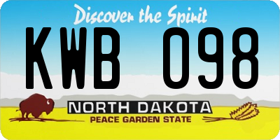 ND license plate KWB098