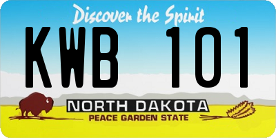 ND license plate KWB101