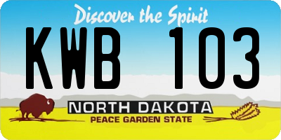 ND license plate KWB103