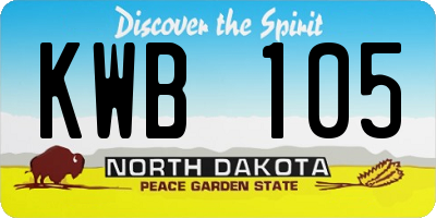 ND license plate KWB105
