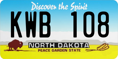 ND license plate KWB108
