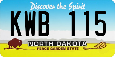 ND license plate KWB115