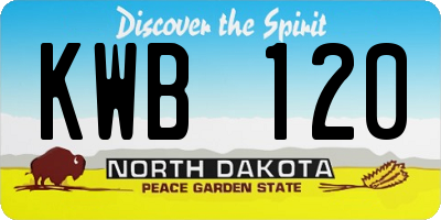 ND license plate KWB120