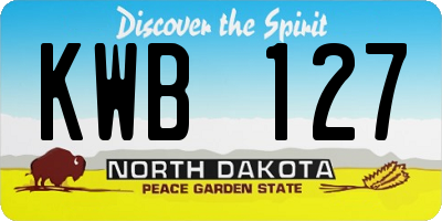 ND license plate KWB127