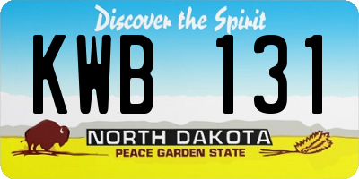 ND license plate KWB131