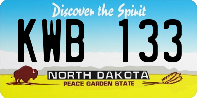 ND license plate KWB133
