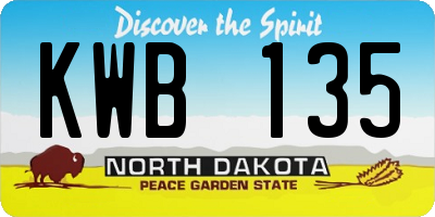 ND license plate KWB135