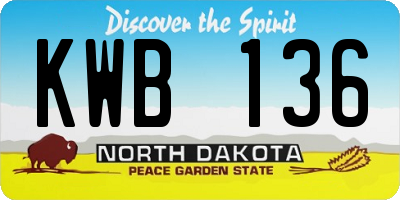 ND license plate KWB136