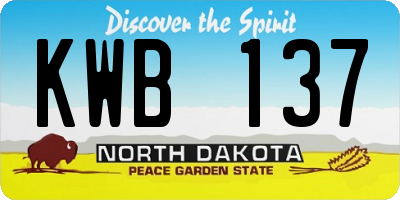 ND license plate KWB137