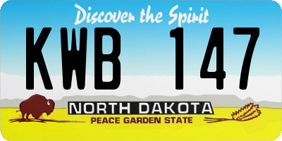 ND license plate KWB147