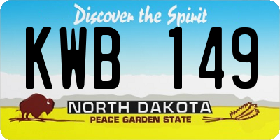 ND license plate KWB149