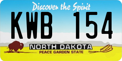 ND license plate KWB154