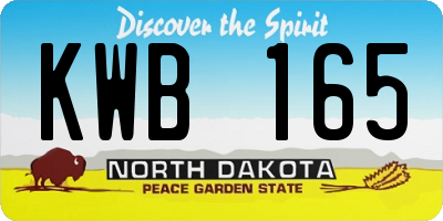ND license plate KWB165