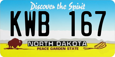 ND license plate KWB167