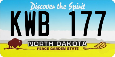 ND license plate KWB177