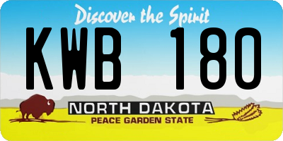 ND license plate KWB180