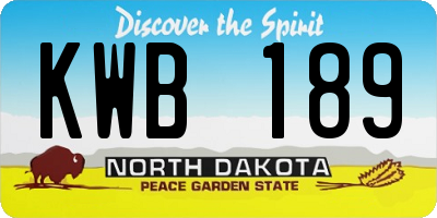 ND license plate KWB189