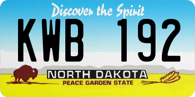 ND license plate KWB192