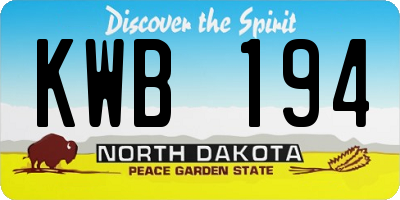 ND license plate KWB194