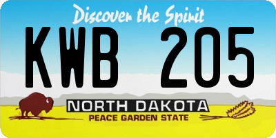 ND license plate KWB205
