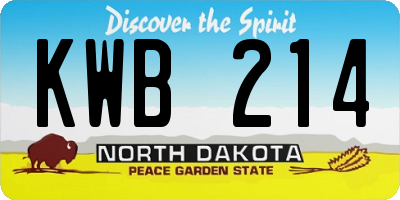 ND license plate KWB214