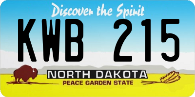 ND license plate KWB215