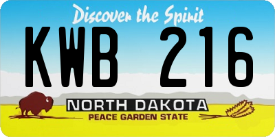 ND license plate KWB216