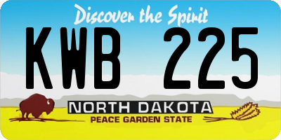 ND license plate KWB225