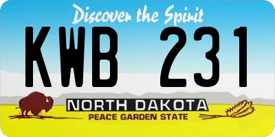 ND license plate KWB231