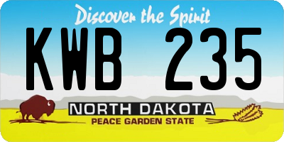 ND license plate KWB235
