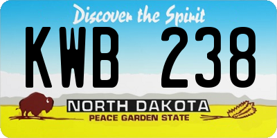 ND license plate KWB238