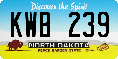 ND license plate KWB239