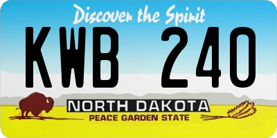 ND license plate KWB240