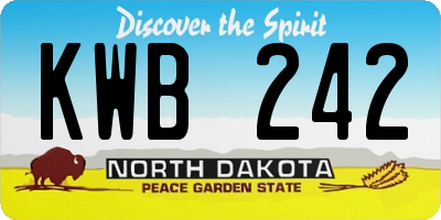 ND license plate KWB242