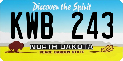 ND license plate KWB243
