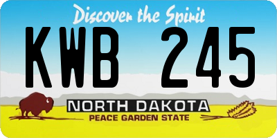 ND license plate KWB245